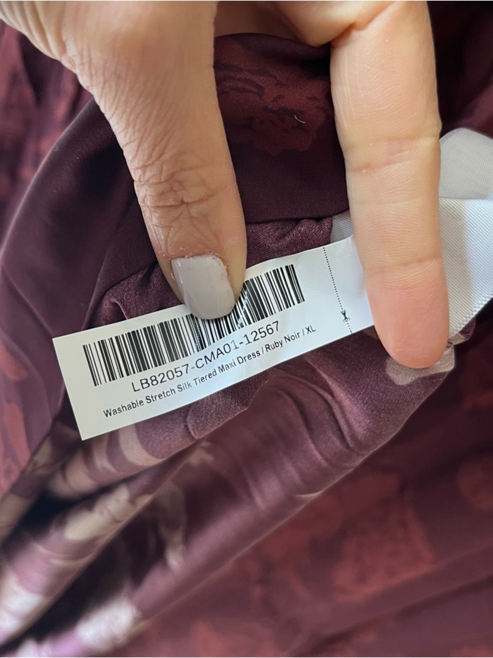 Quince Washable Silk Tiered Maxi Dress XL Burgundy Floral Wedding Guest NEW - Picture 10 of 10